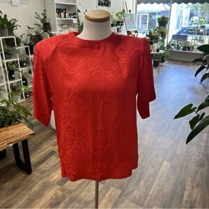 Vintage Claudia & Marc 100% Silk Blouse, Beautiful Red, Funky Vintage